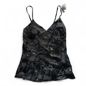 Billabong Y2k Black & Blue Floral Cami Top,  Size Medium